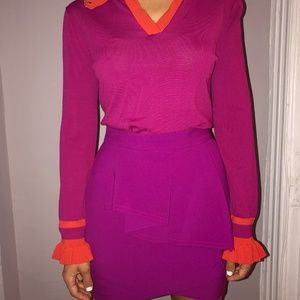 Super Unique Fucsia Sweater and Skirt
